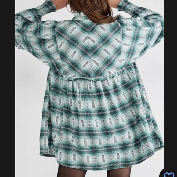 NWOT Free People Redwood Flannel Mini Dress Babydoll Ruffled Plaid Z405 - Picture 2 of 5